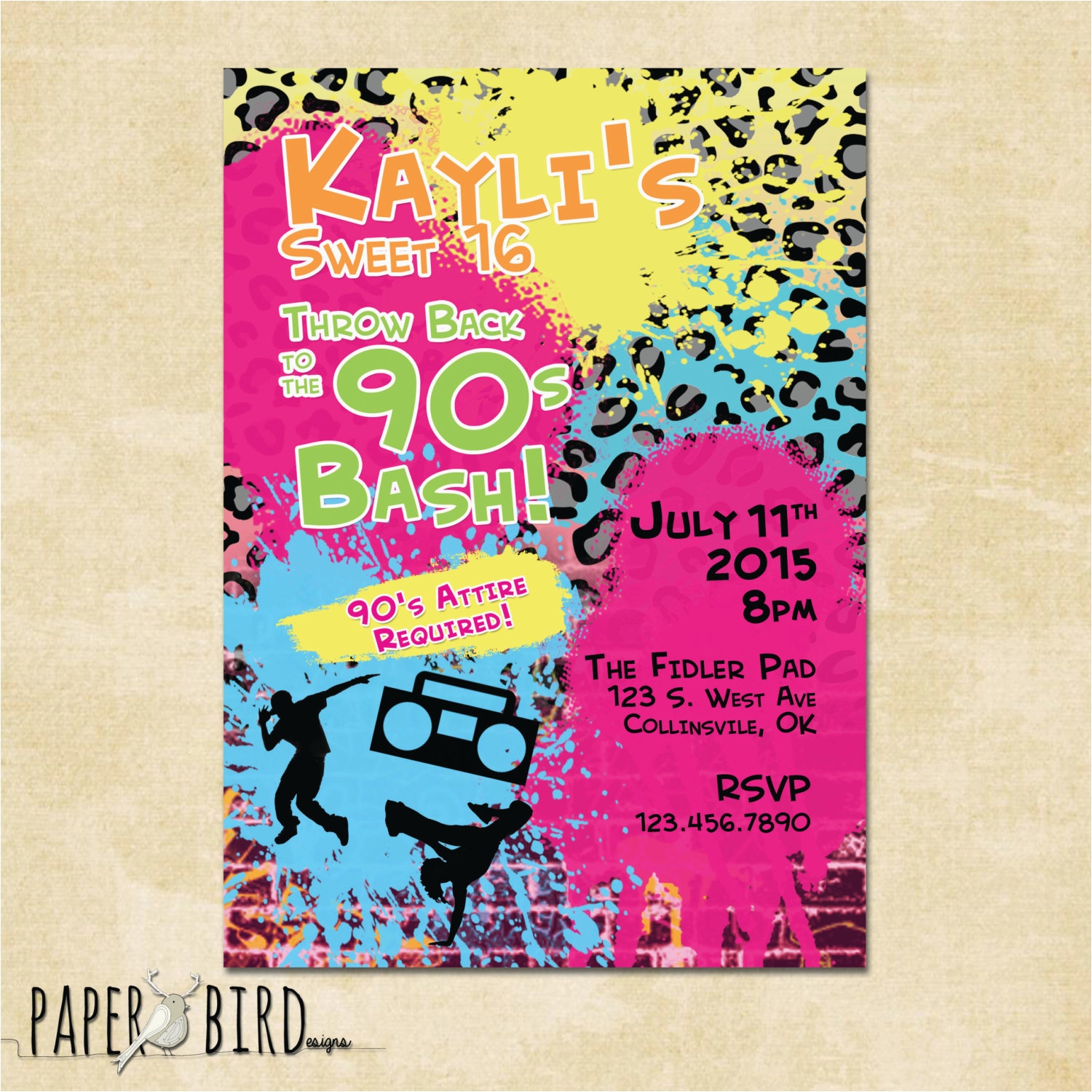 90's party invitation templates free