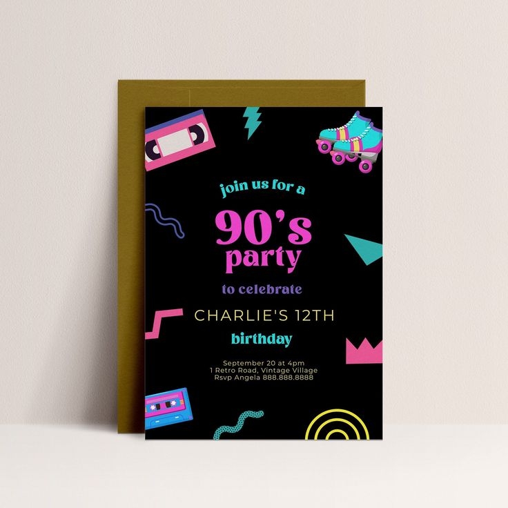 90s Birthday Invite 90 39 s Party Invitation 1990s Party Invitation