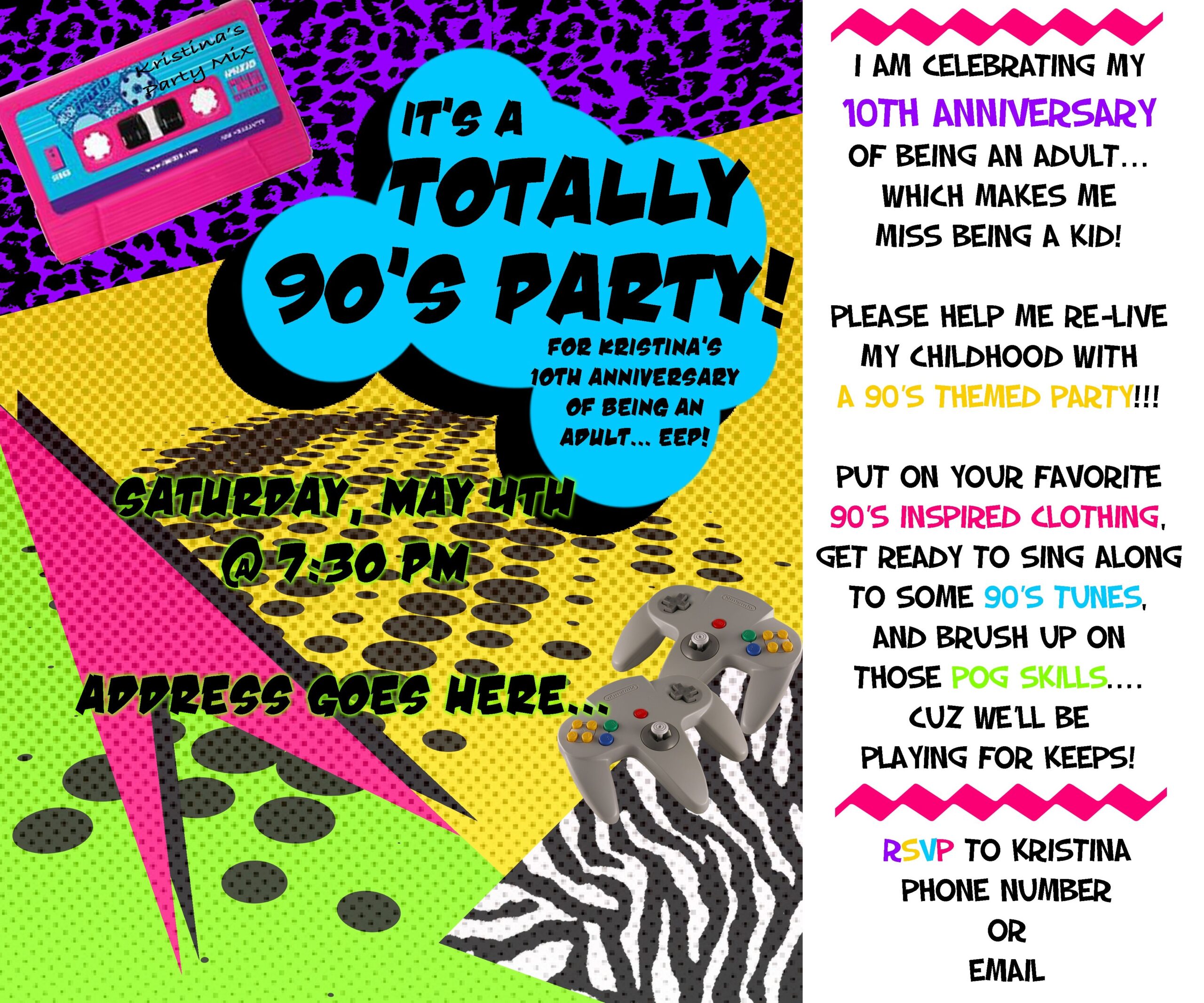80s 90s party invitation template