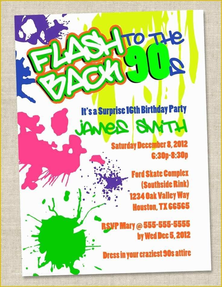 90s Party Invitations Template Free Of Graffiti Birthday Invitations