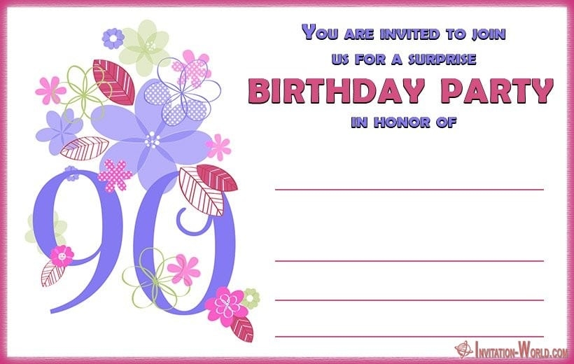 90th birthday party invitation template
