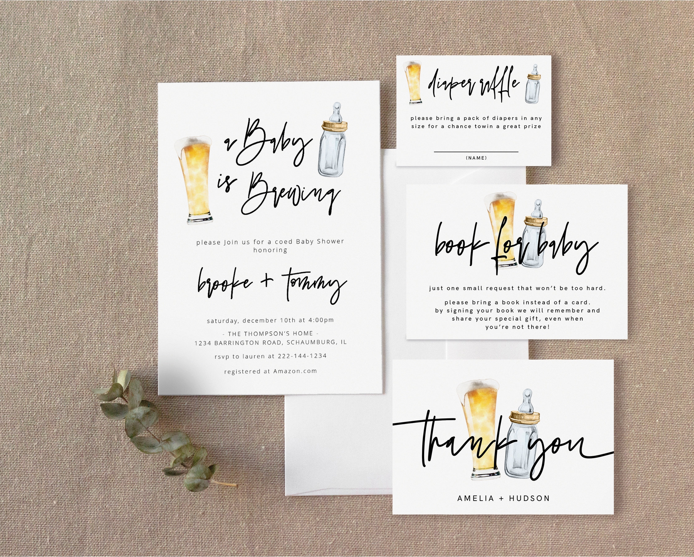 A Baby Is Brewing Invitation Template Bottle And Beers Baby Etsy
