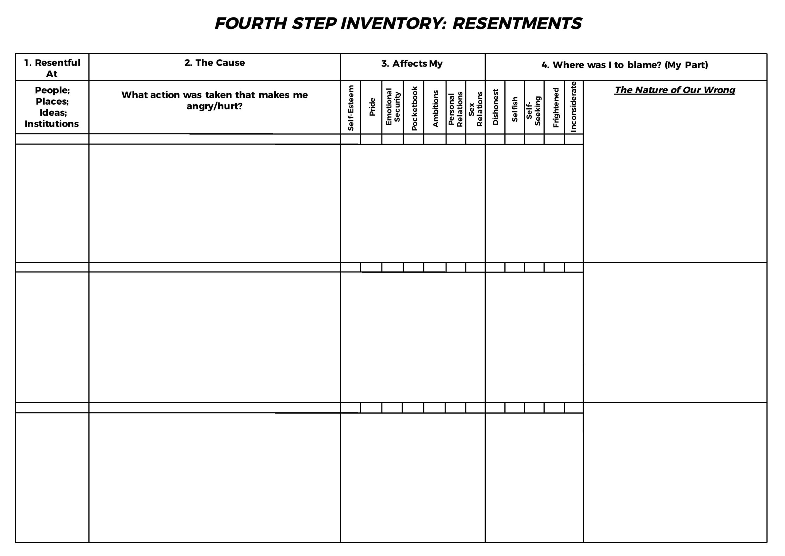 Aa 4th Step Worksheet Joe And Charlie Printable Pdf Learning How To 