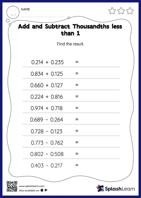 Add Decimals Worksheets For 5th Graders Online SplashLearn Page 15 