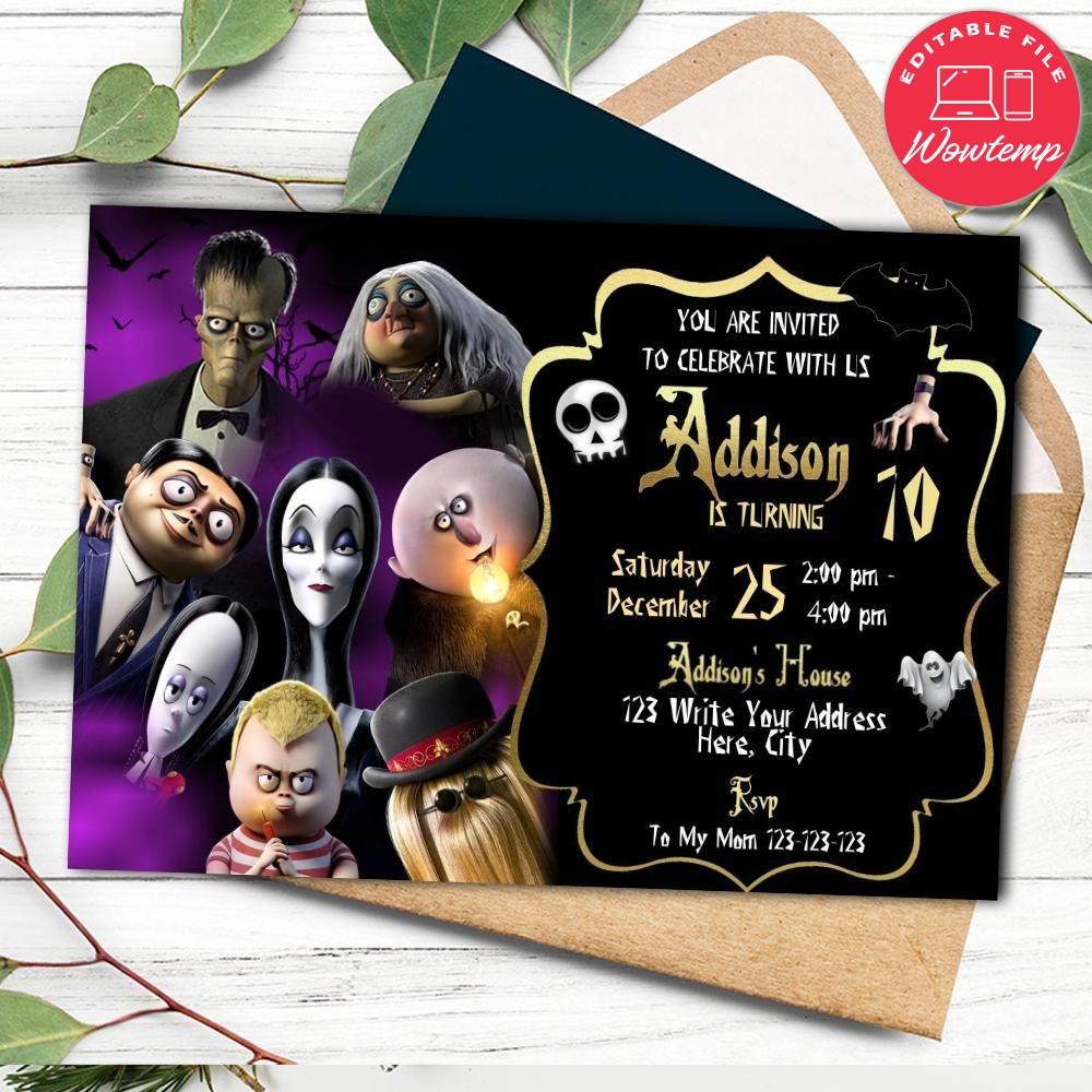 Addams Family Invitation Customizable Template Instant Download Wowtemp
