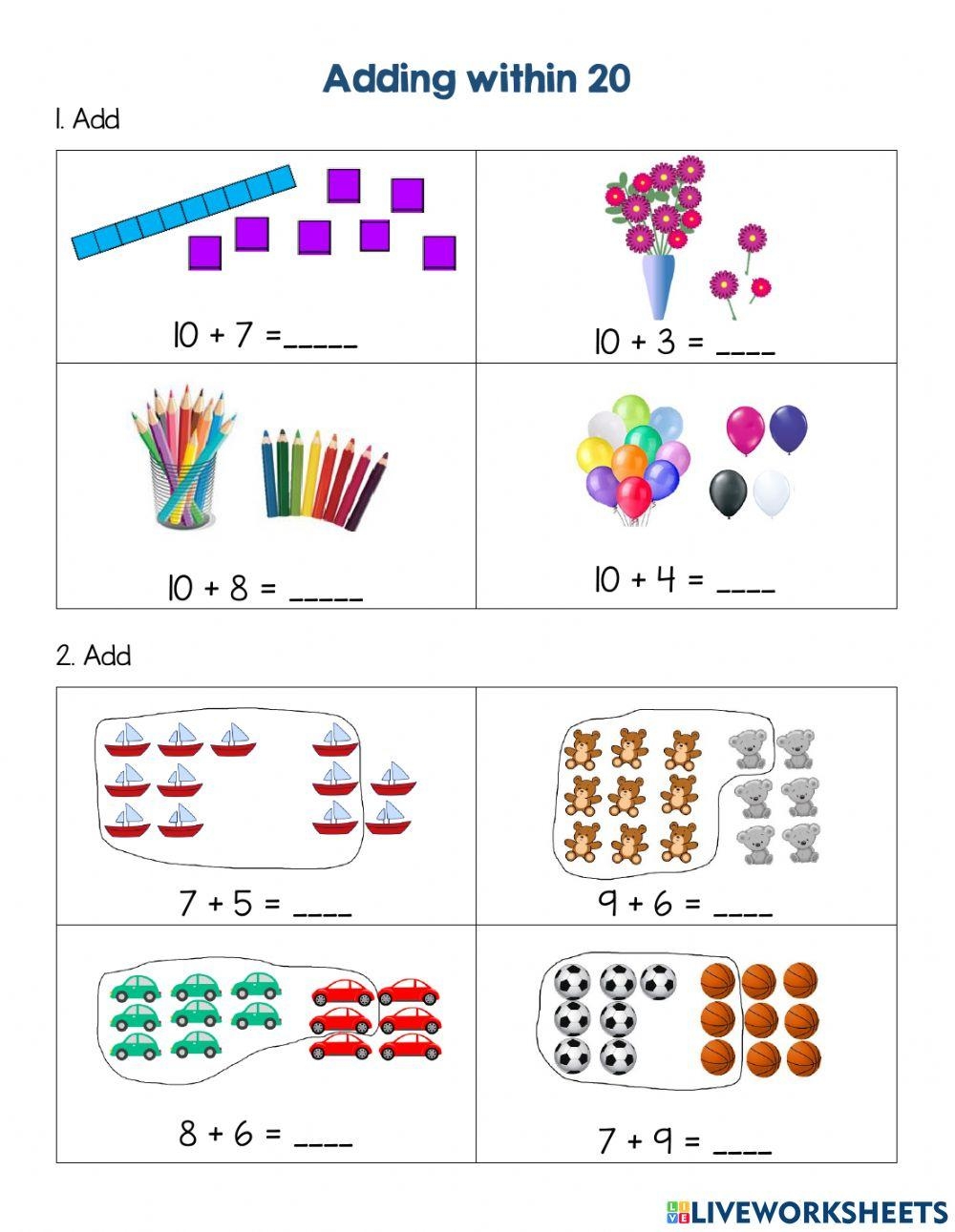 Addition Sums Up To 20 FREE Printable Worksheets Worksheetfun