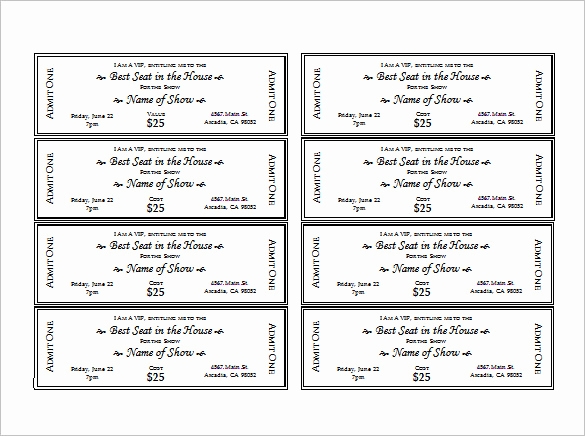 Admission Ticket Invitation Template Free Unique Ticket Templates 99