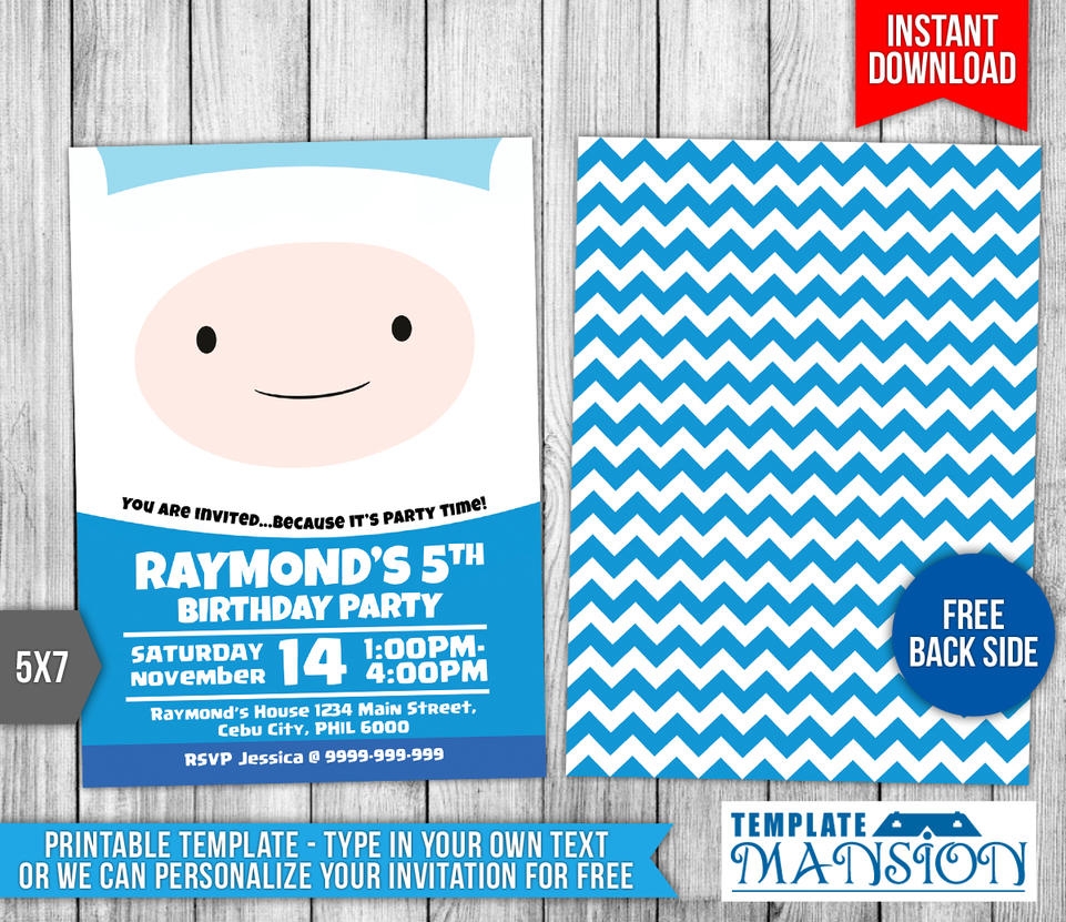 Adventure Time Birthday Invitation Template 2 By Templatemansion On 