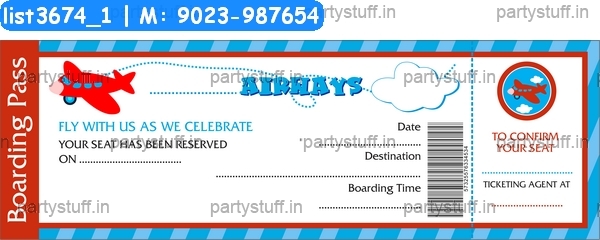 Aeroplane Invitation Card In Boarding Pass Theme