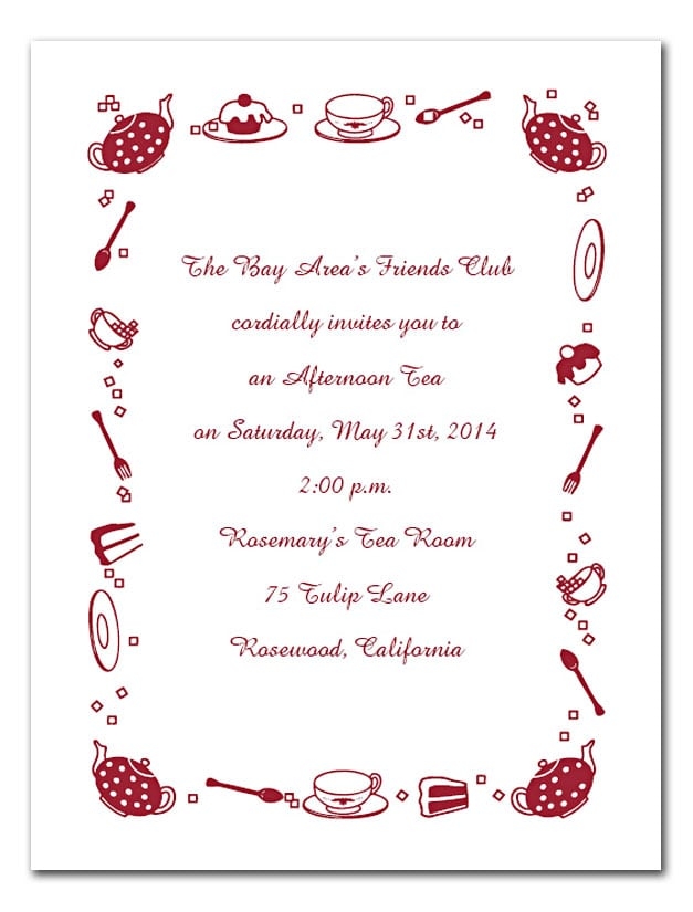 Afternoon Tea Invitation Template Free
