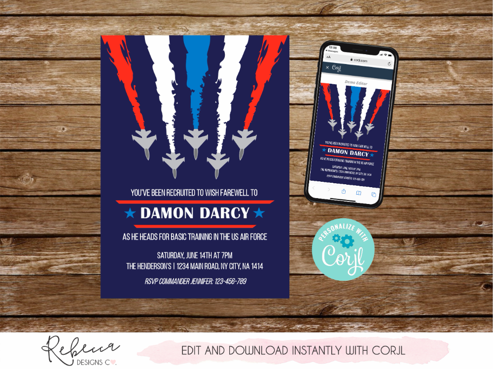 Air Force Going Away Invitation Edit And Download Now