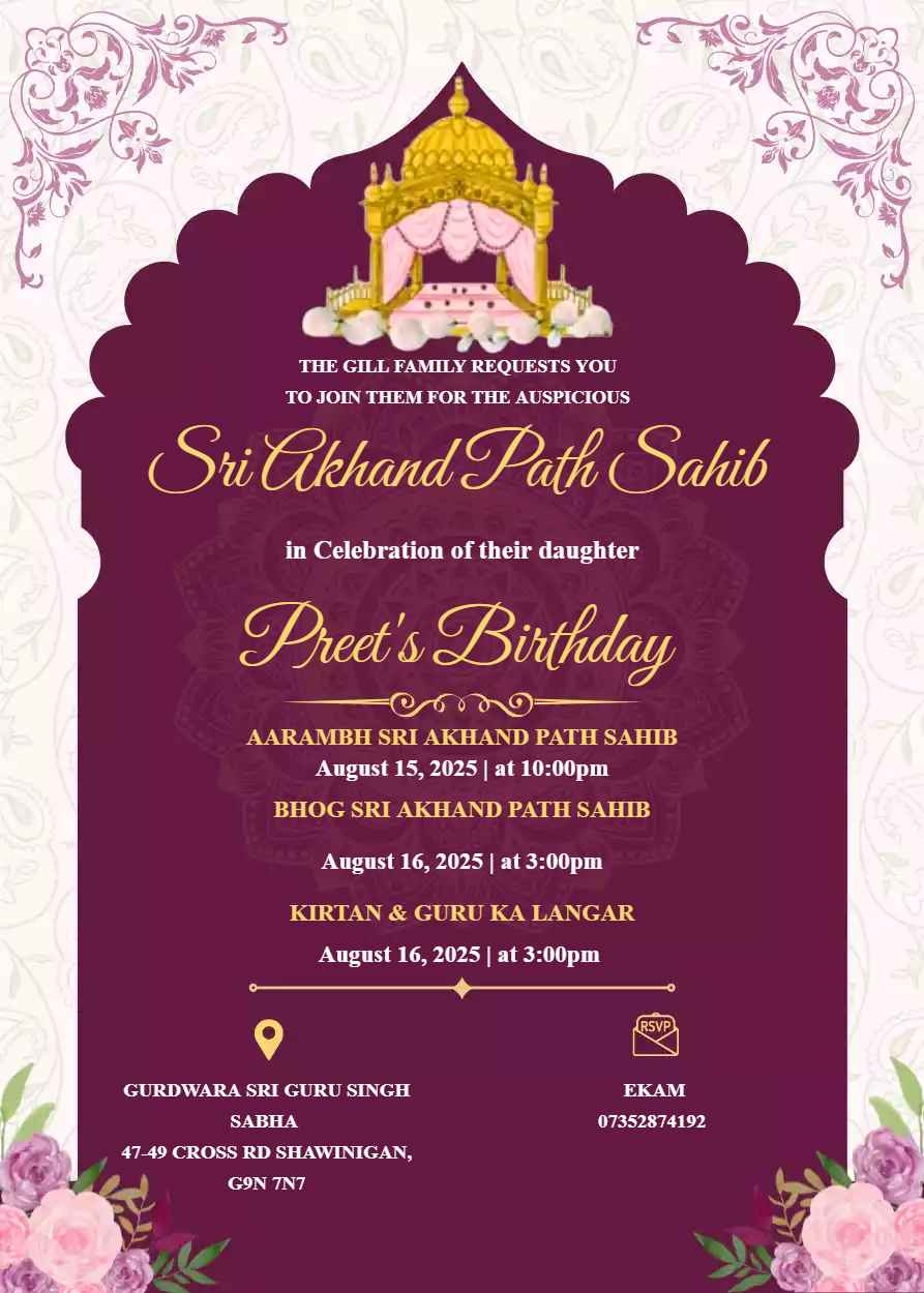 Akhand Path Invitation Maker Free Premium Invite Prime