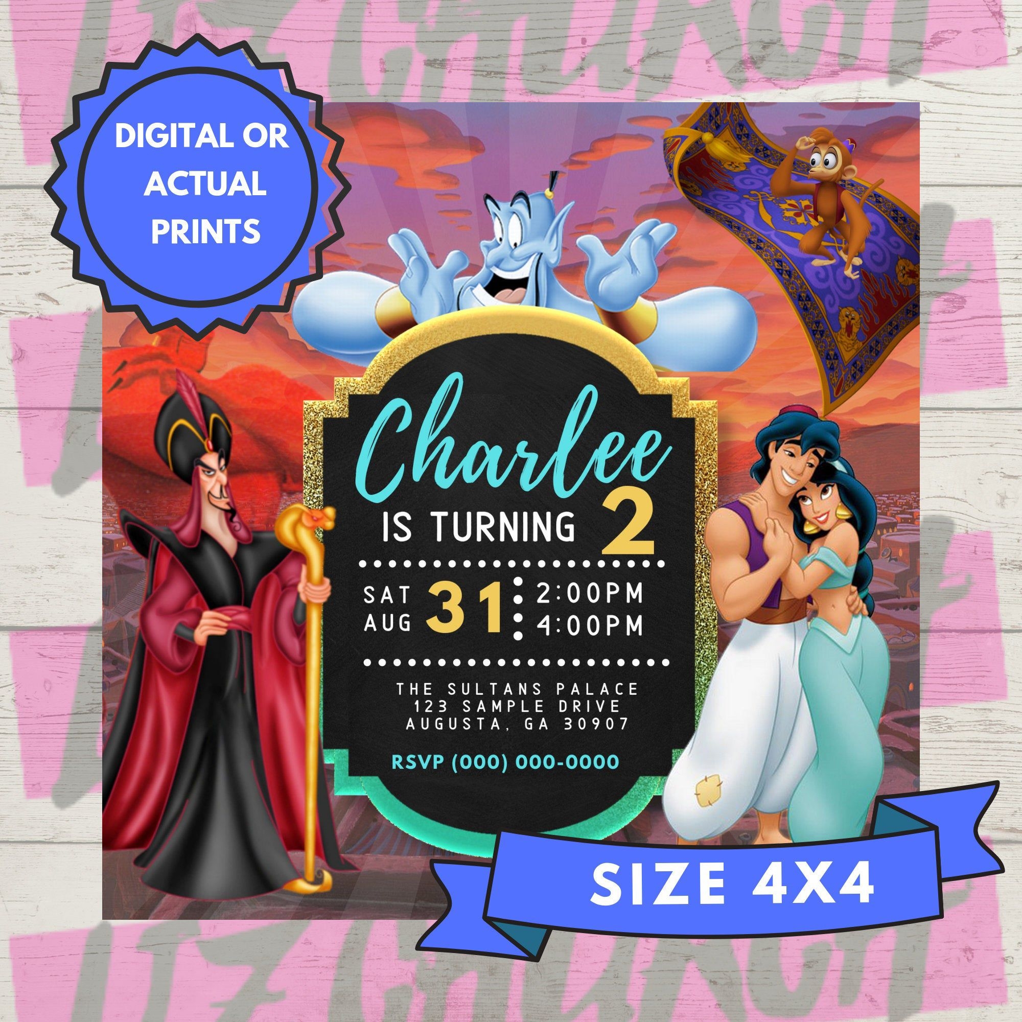 aladdin birthday invitation template