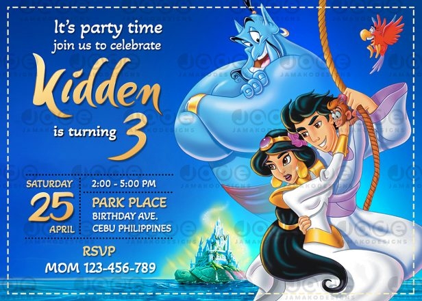 Aladdin Birthday Invitation Template Jamakodesigns