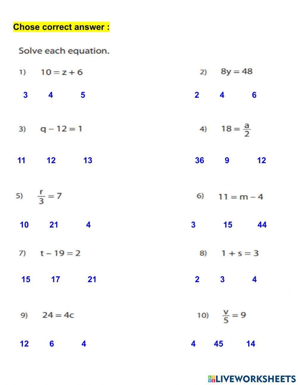 Algebra Worksheets Worksheets Library