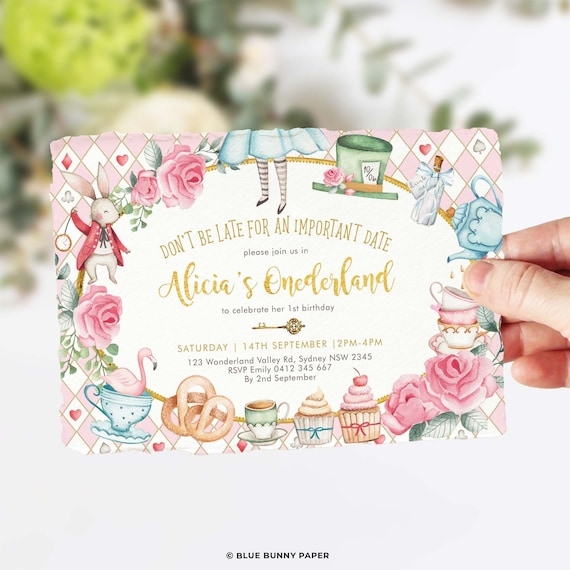 Alice In Onederland Birthday Invitation Template Wonderland 1st 
