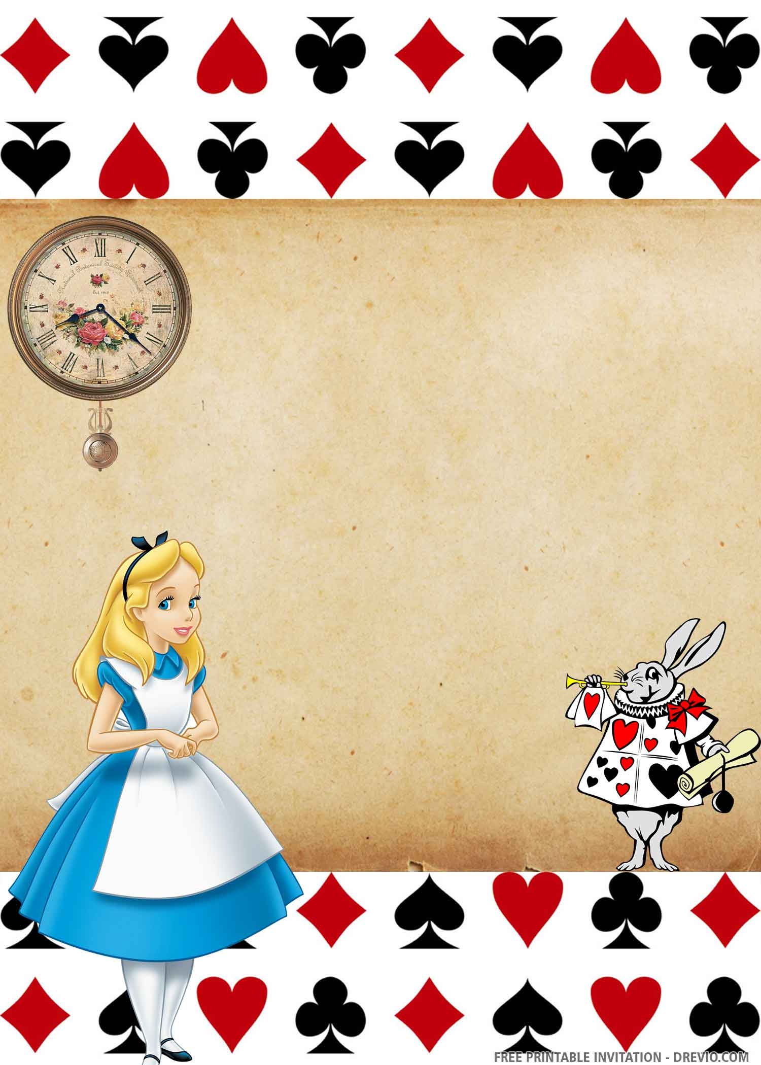 alice in wonderland tea party invitation template free