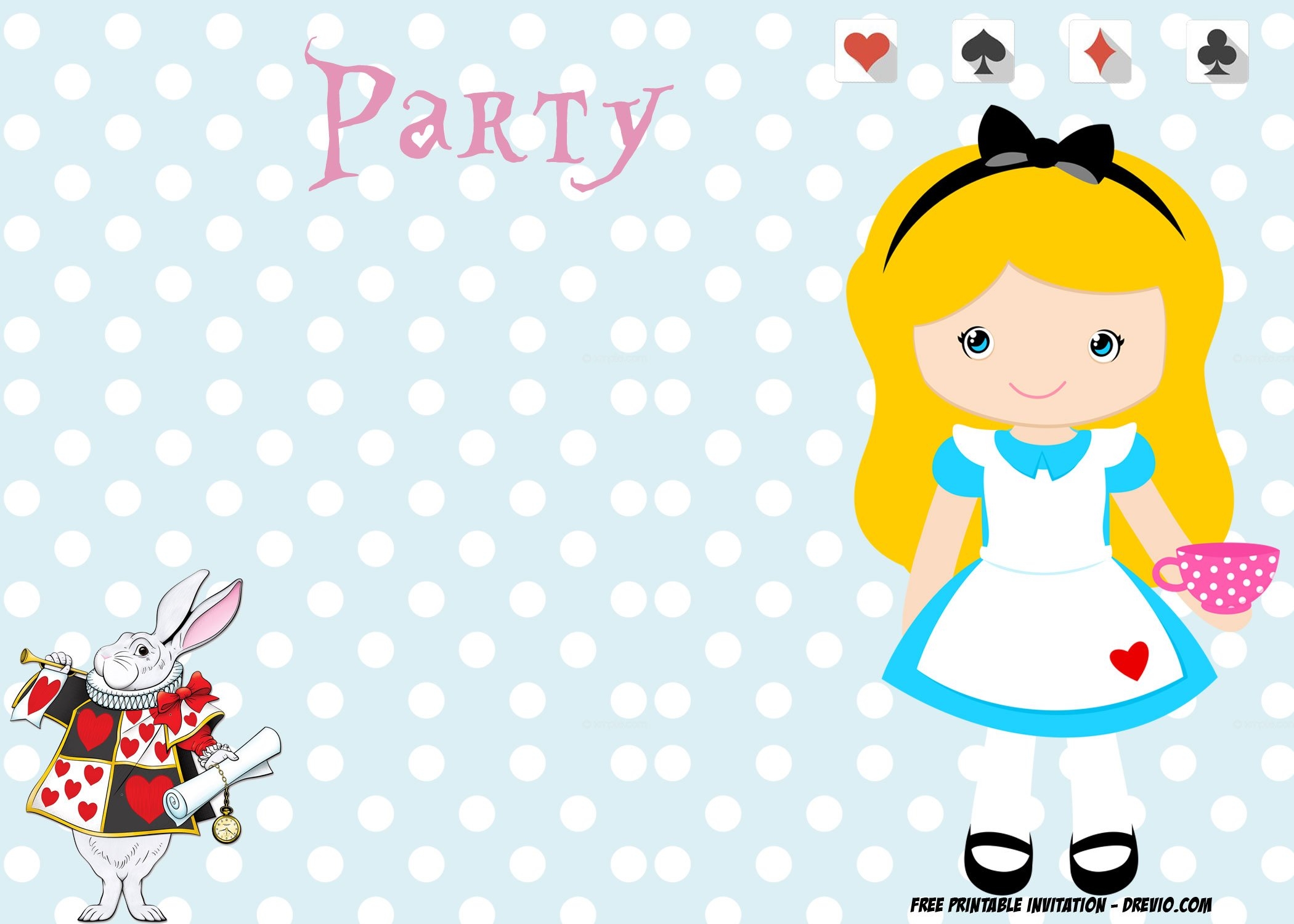 alice in wonderland party invitations template free