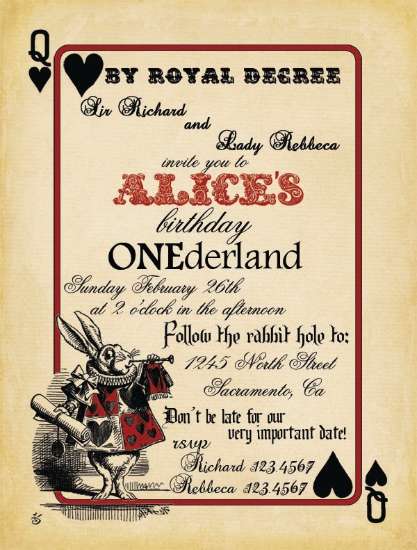 Alice In Wonderland Invitations Template Free