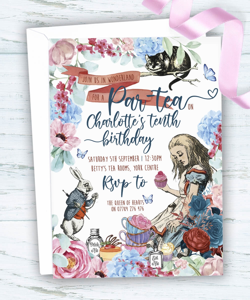 Alice In Wonderland Tea Party Invitation Party Doodle