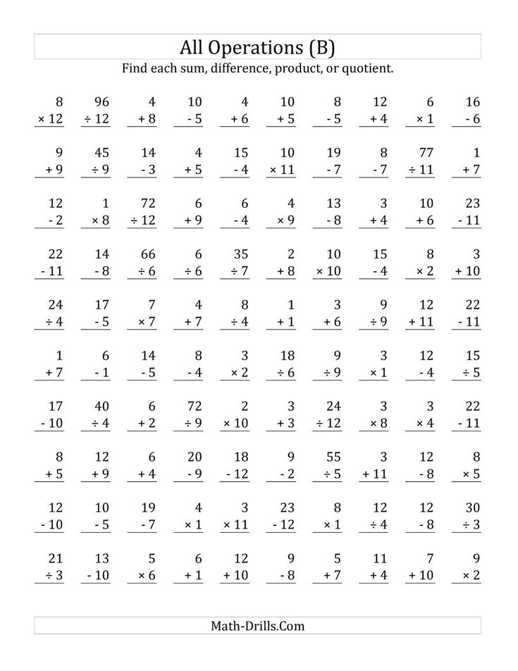mixed operations worksheets