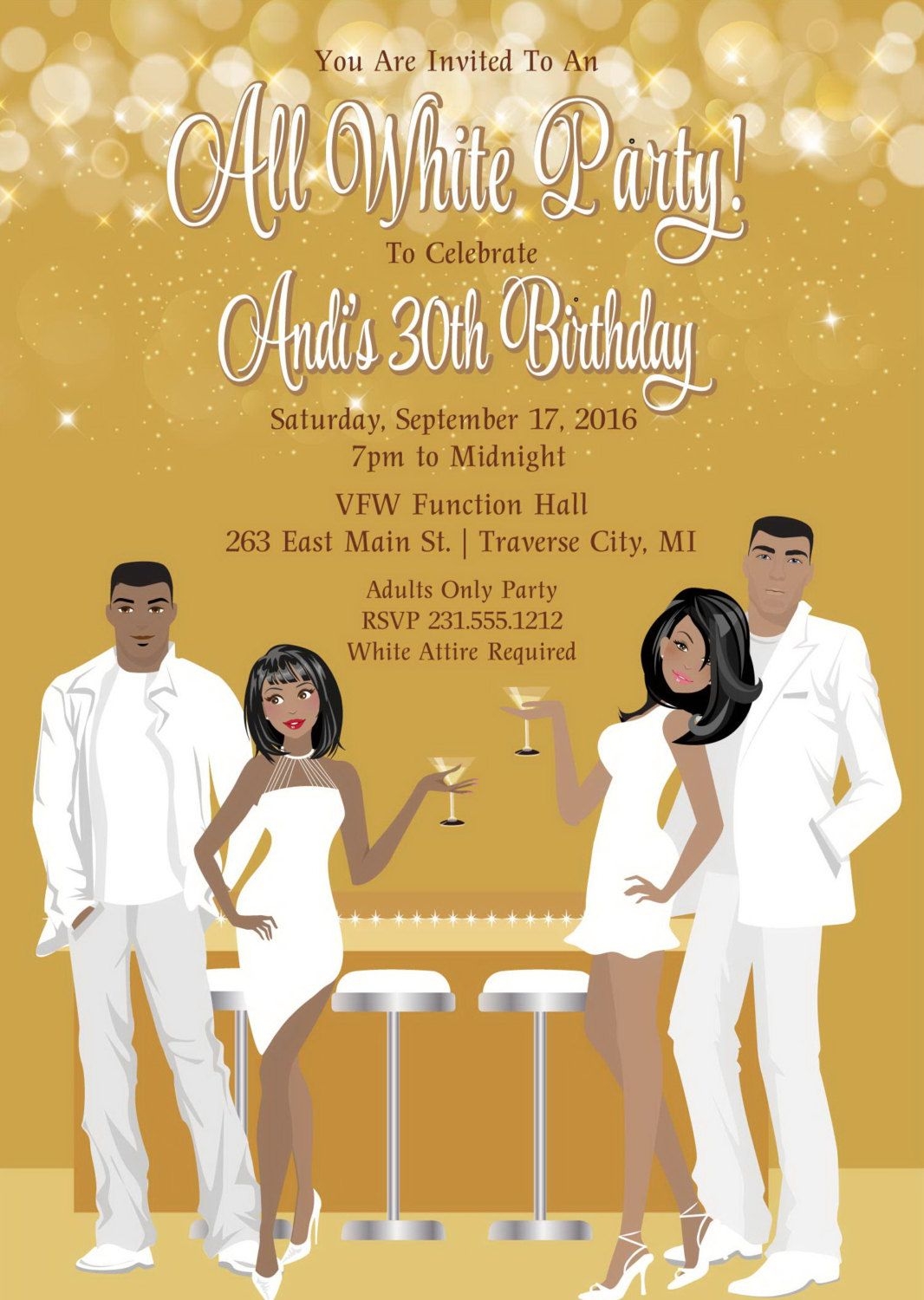 all white party invitations templates