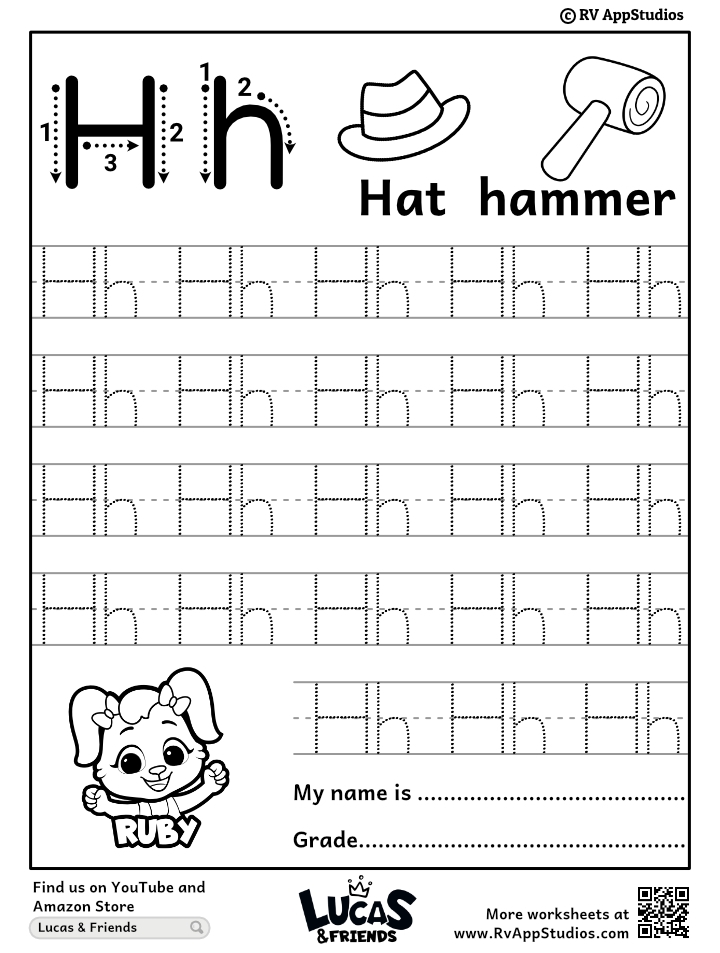 Alphabet Hh Letter Printable Letter Hh Tracing Worksheets