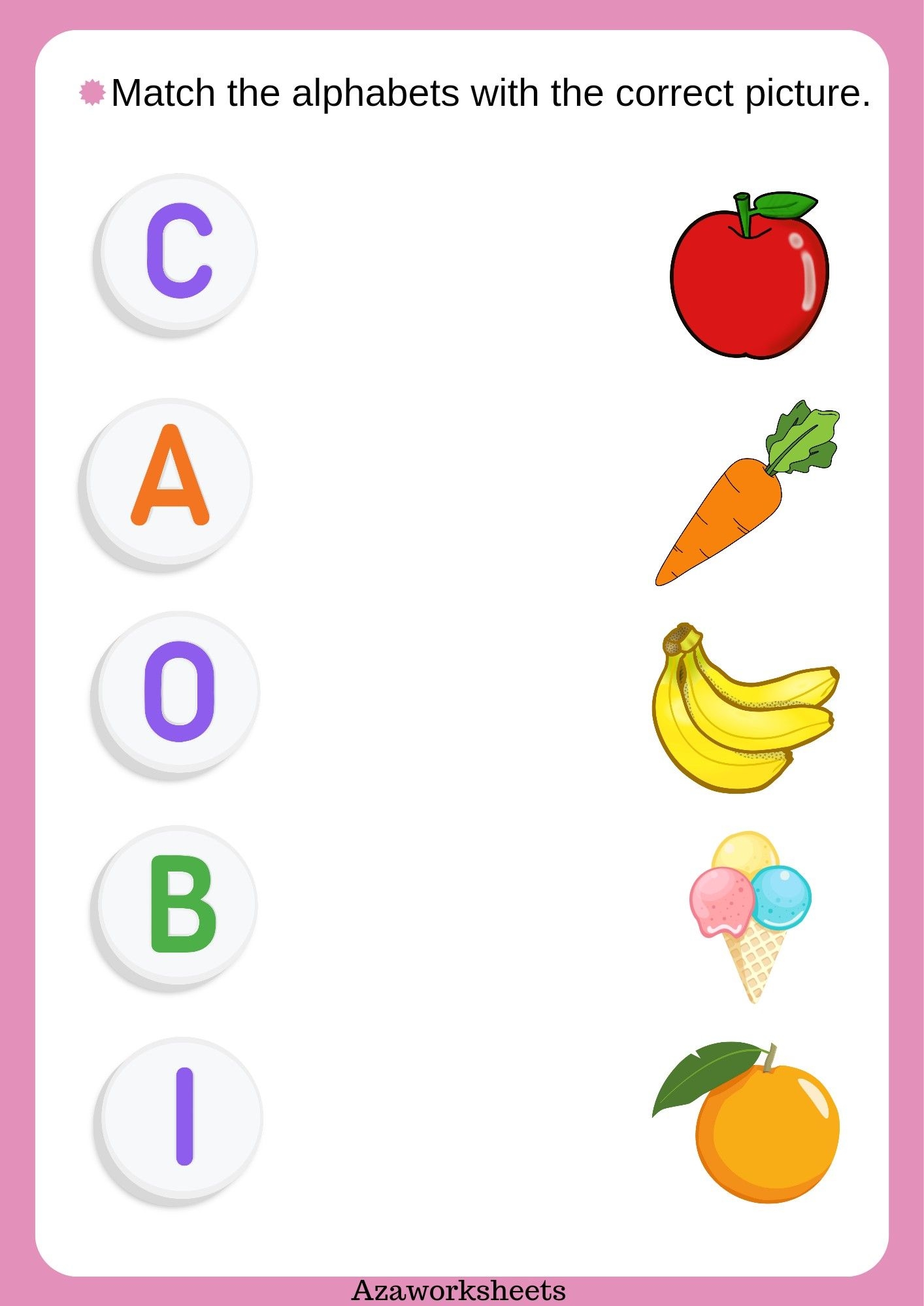 Alphabet Matching Pictures Worksheets
