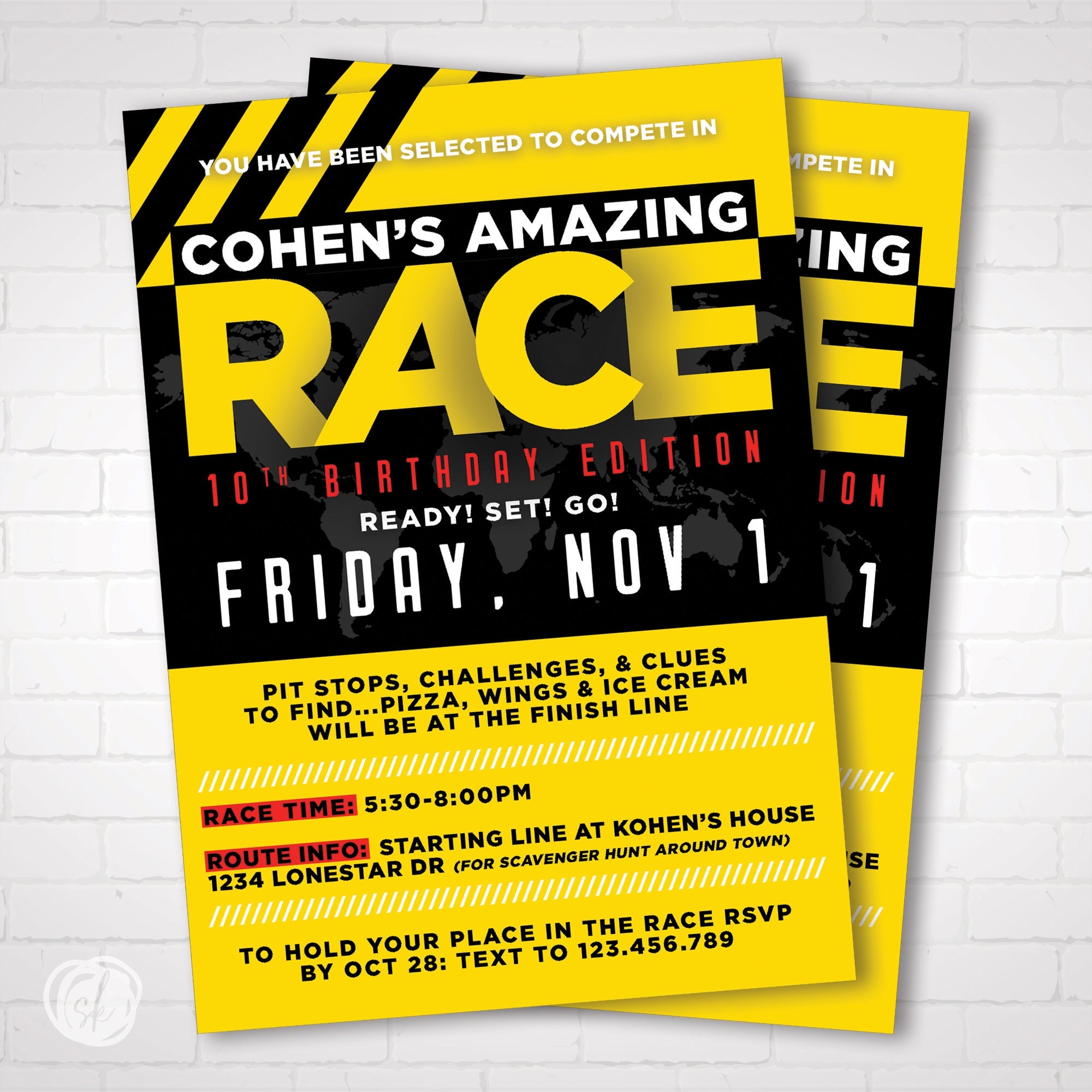 Amazing Race Birthday Invitation Etsy