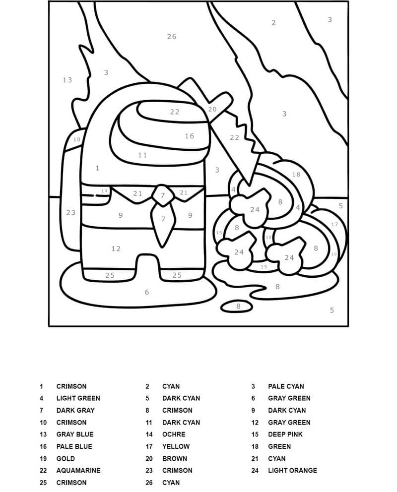 Among Us Color By Number Coloring Pages Golfthink