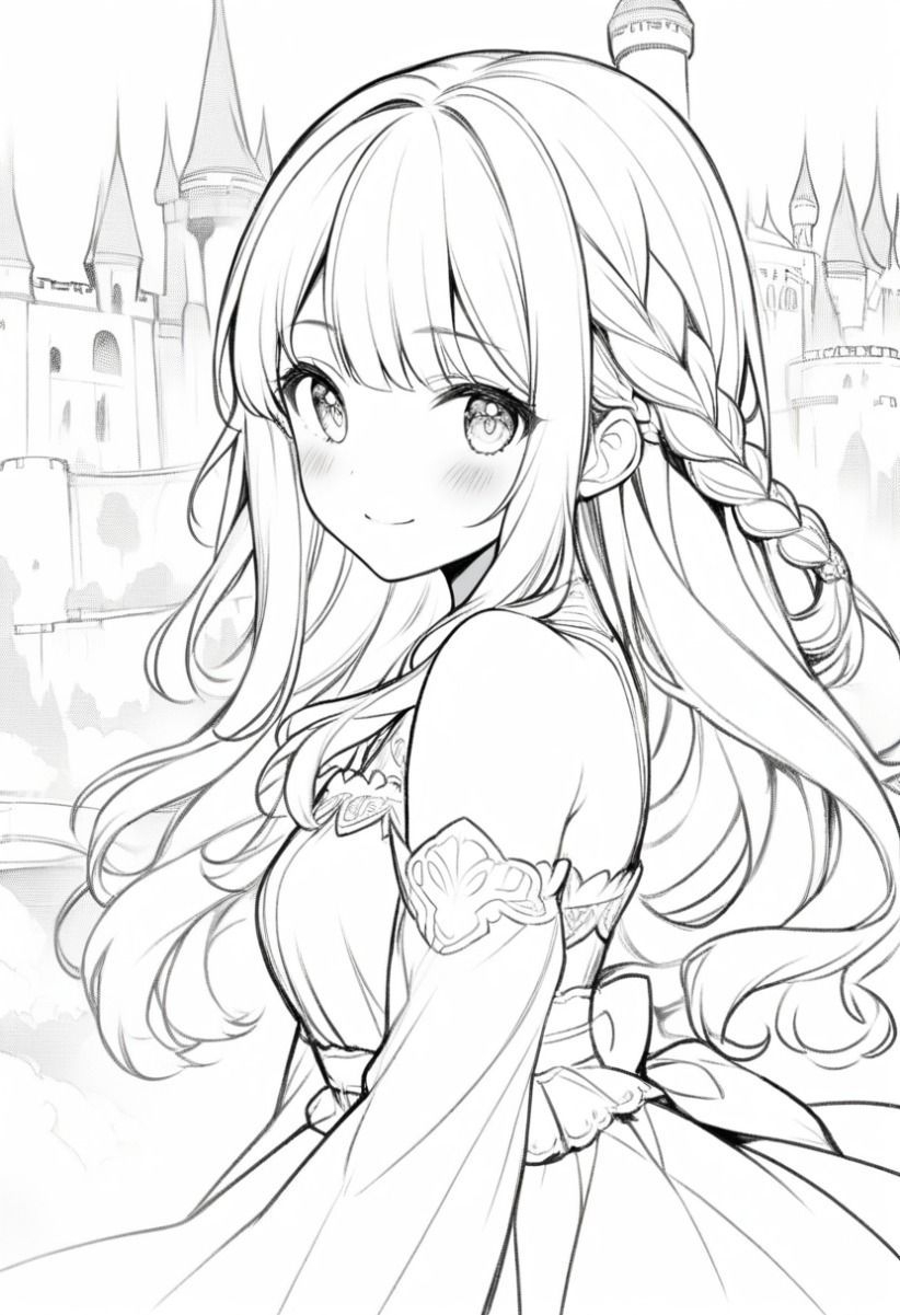 Anime Princess 70 Pages Cute Coloring Book Coloring Pages For Children