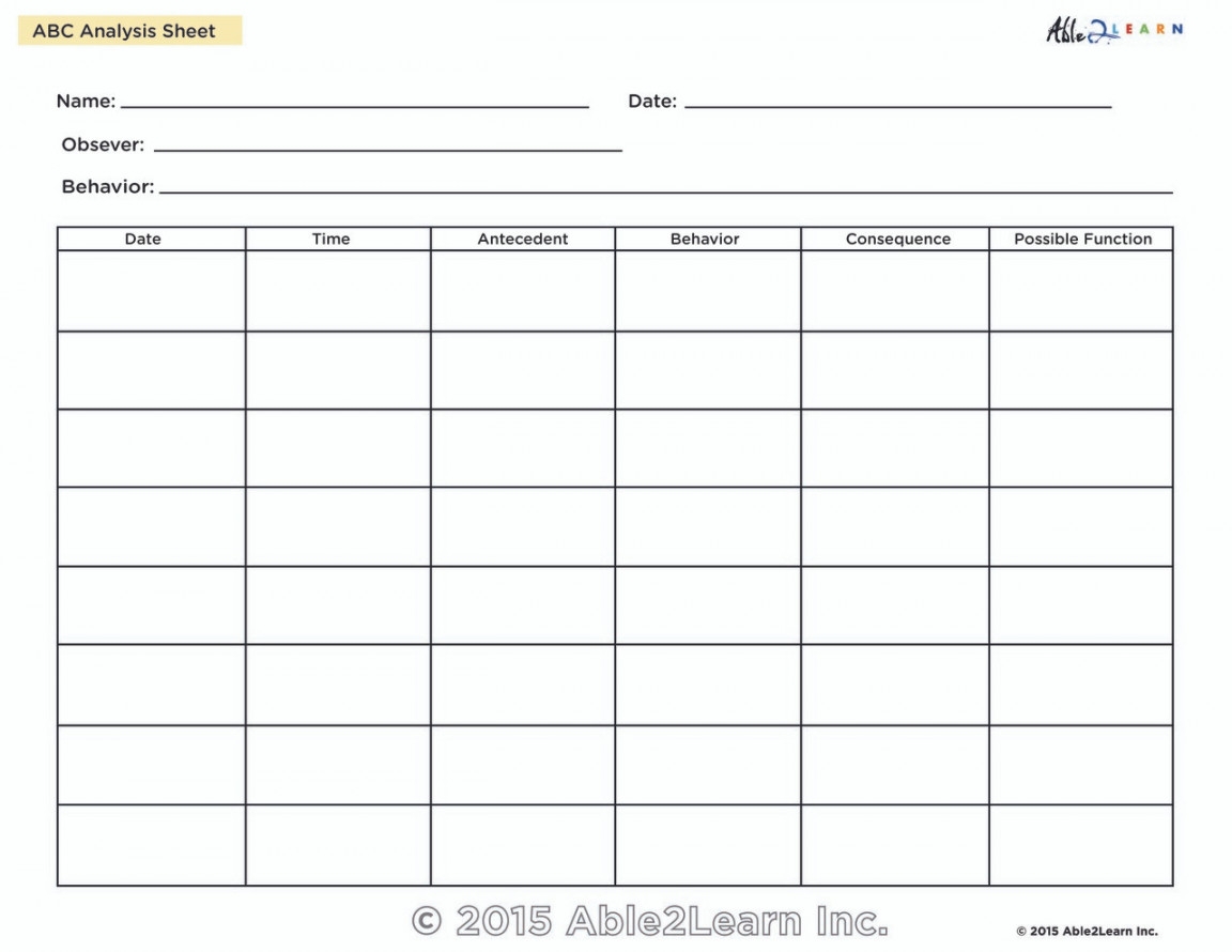Antecedent Behavior Consequence Worksheet Martin Lindelof