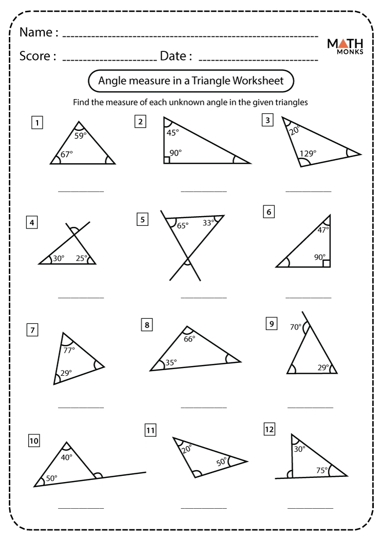 Area Of A Triangle Worksheets Math Monks