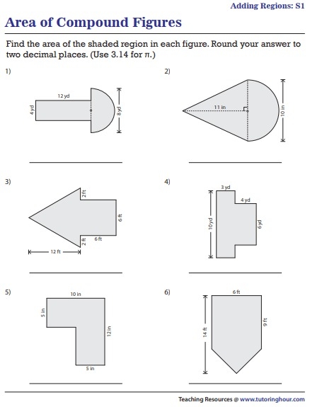 area of composite figures worksheets