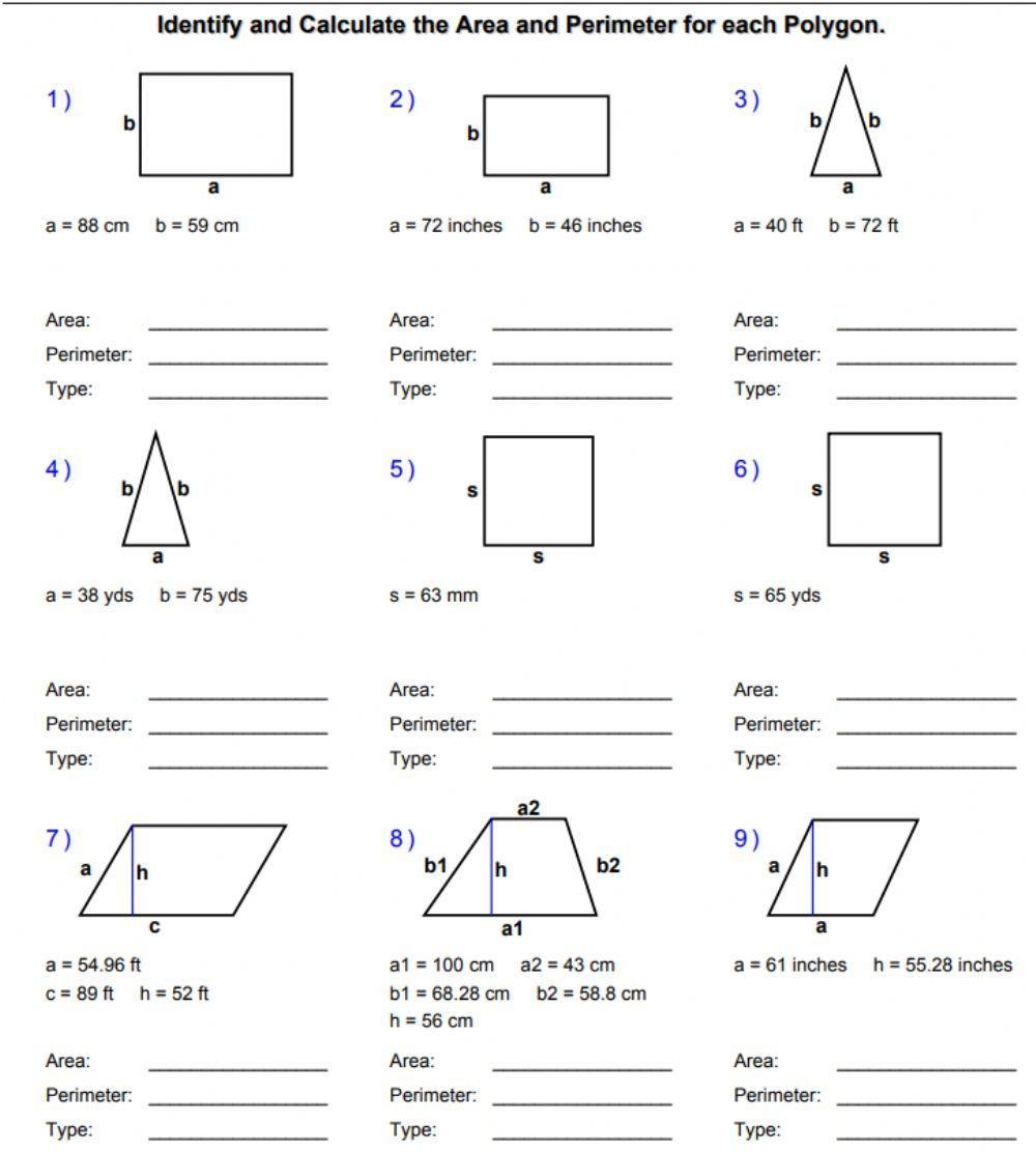 Areas And Perimeters Of Polygons Worksheet Live Worksheets 