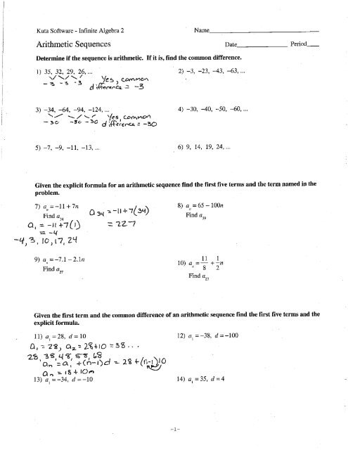 Arithmetic Sequences Worksheet For 9th 11th Grade Lesson Planet 