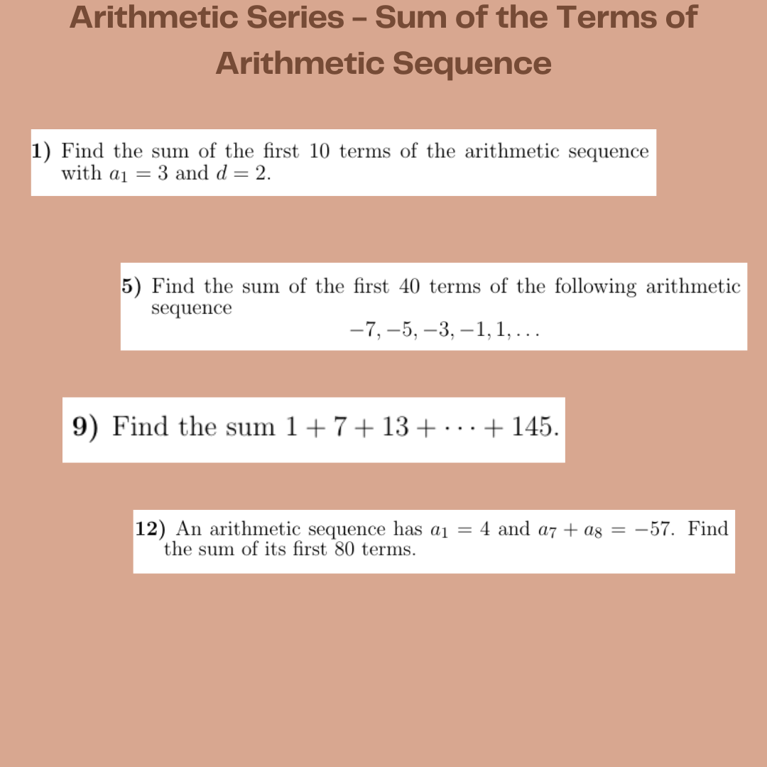 arithmetic series worksheet