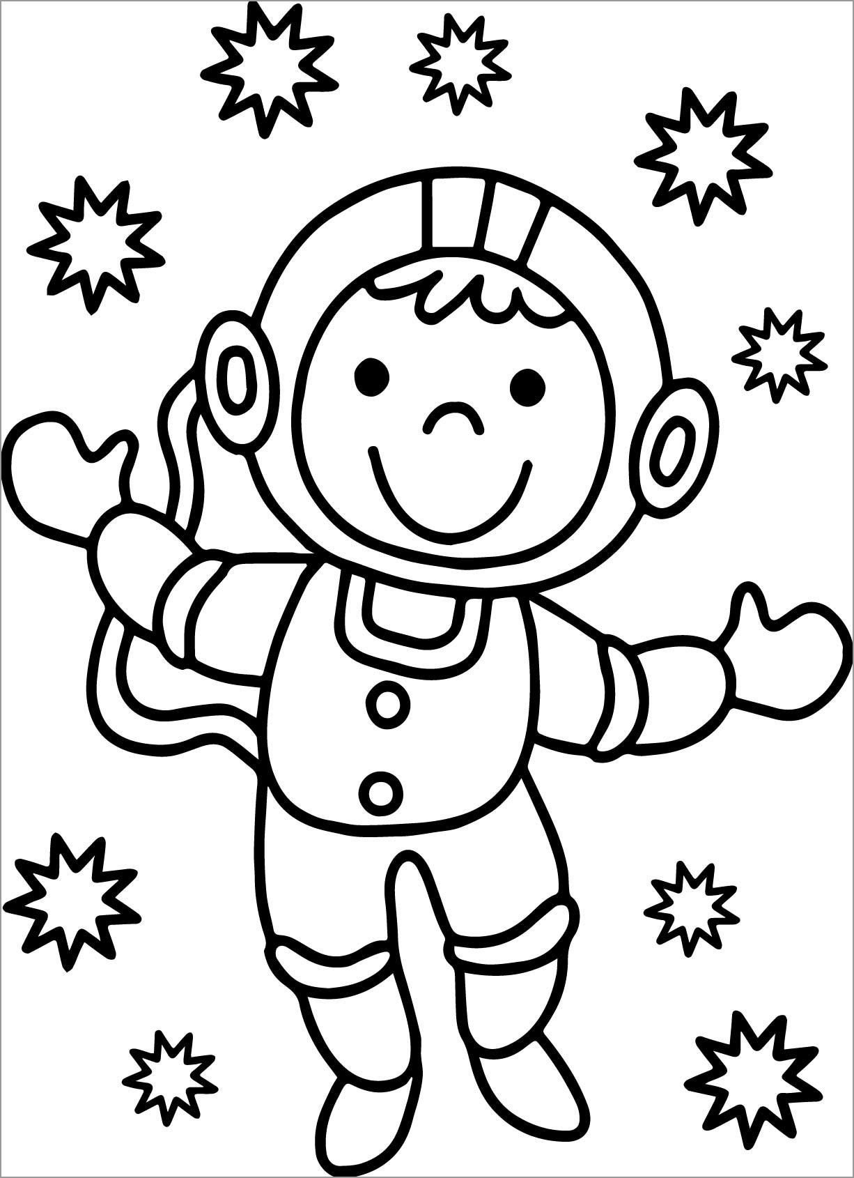 Astronaut In Space Coloring Page ColoringBay