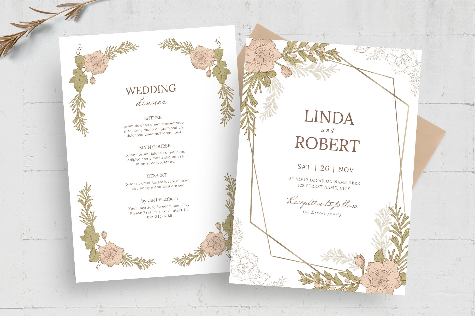 Autumn Fall Wedding Invite Card Template PSD EPS AI BrandPacks