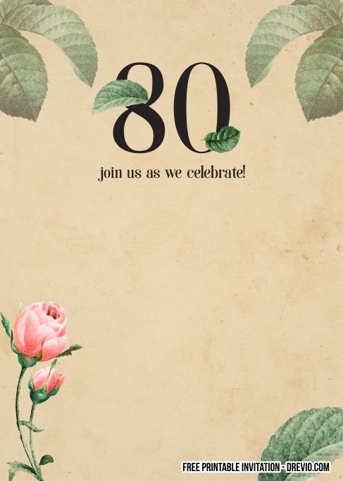 80th birthday invitation templates free printable