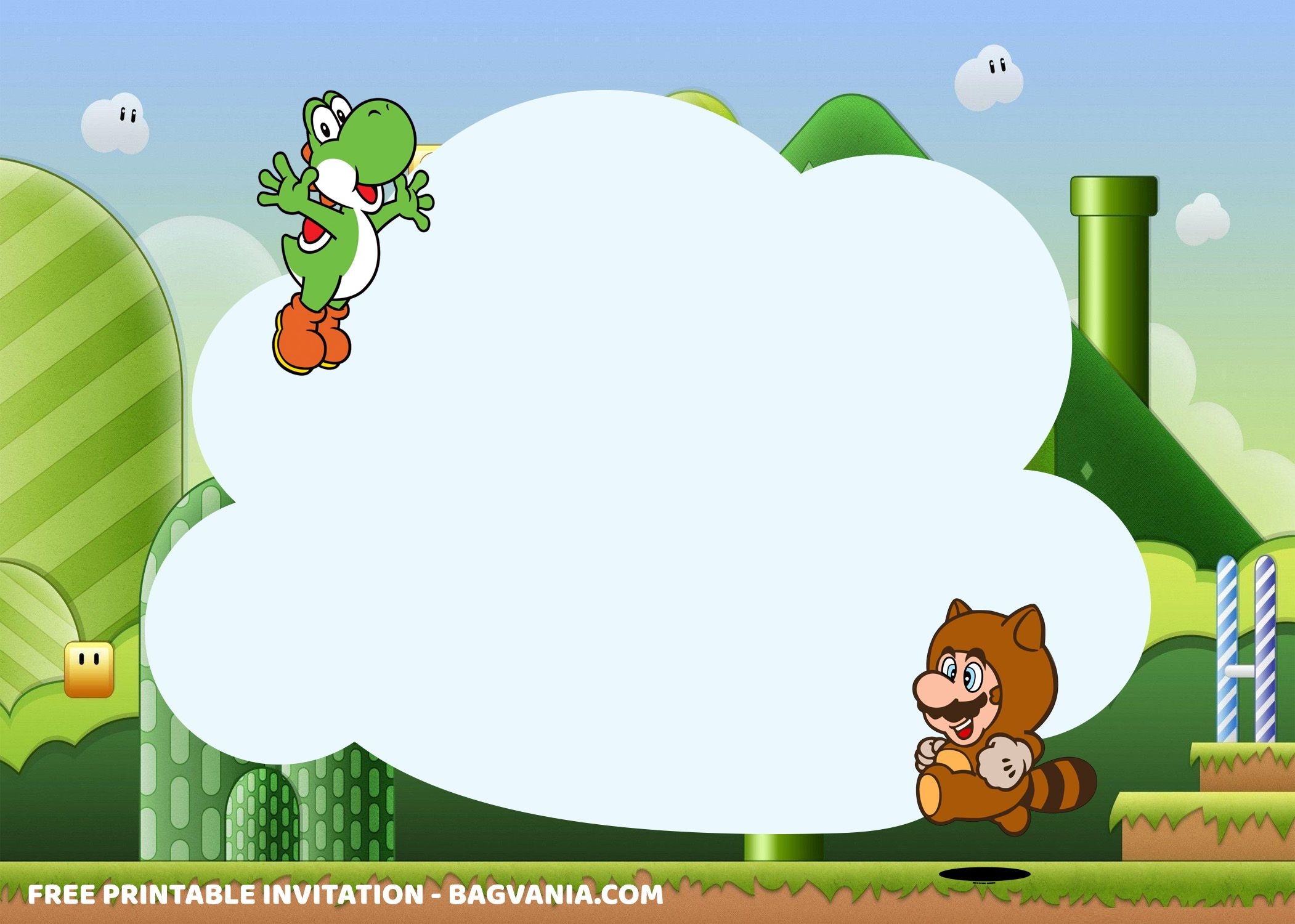 Awesome FREE Printable Super Mario Birthday Invitation Templates