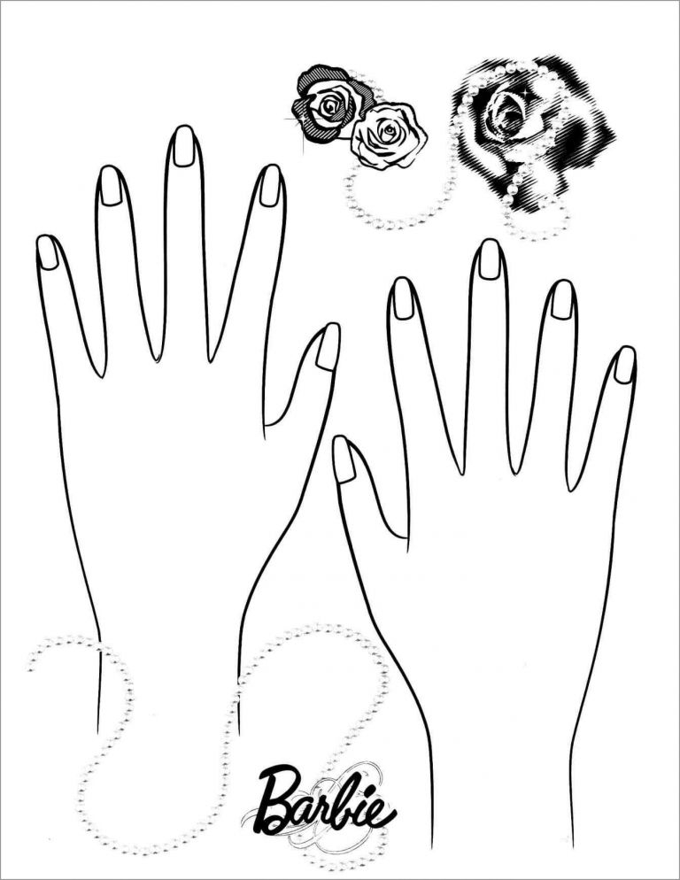 Barbie Nail Coloring Page ColoringBay