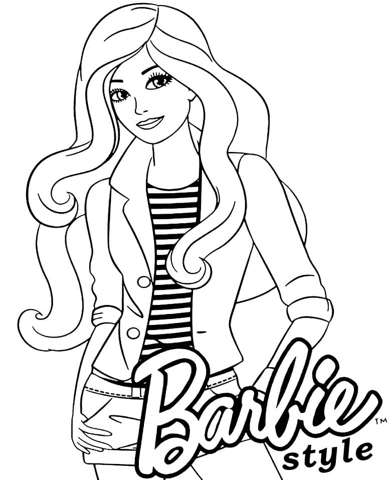 Barbie Style Coloring Page Free Printable Coloring Pages For Kids