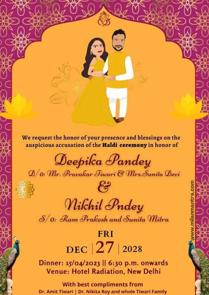 Beautiful Haldi Kumkum Invitation Template For Download