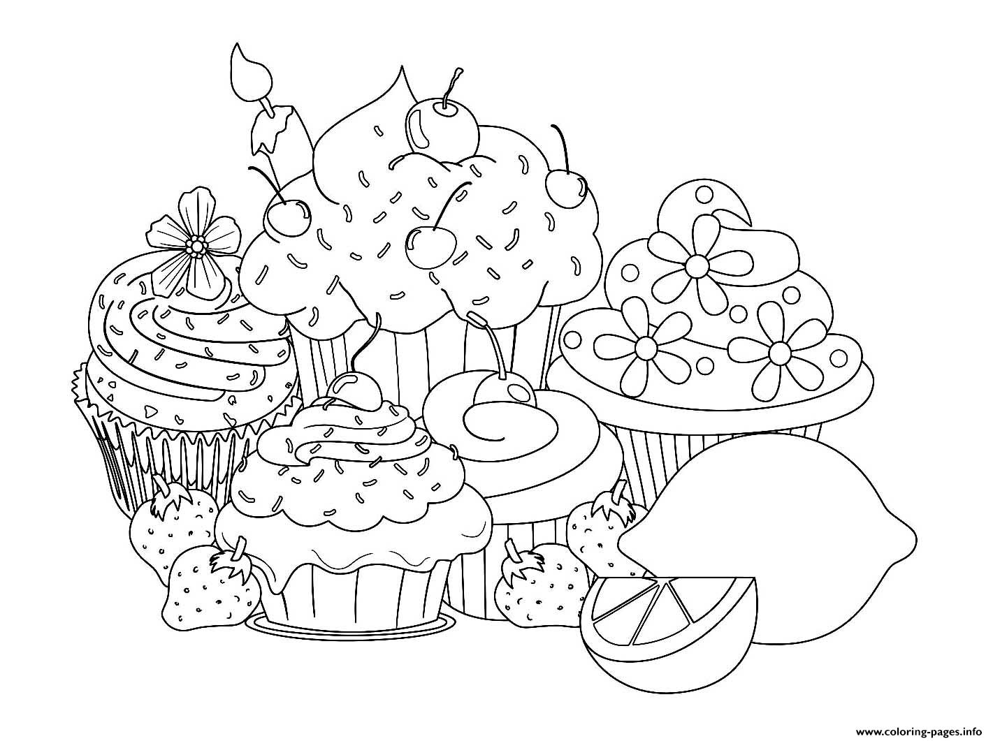 Beautiful Sweet Cupcakes Coloring Pages Printable
