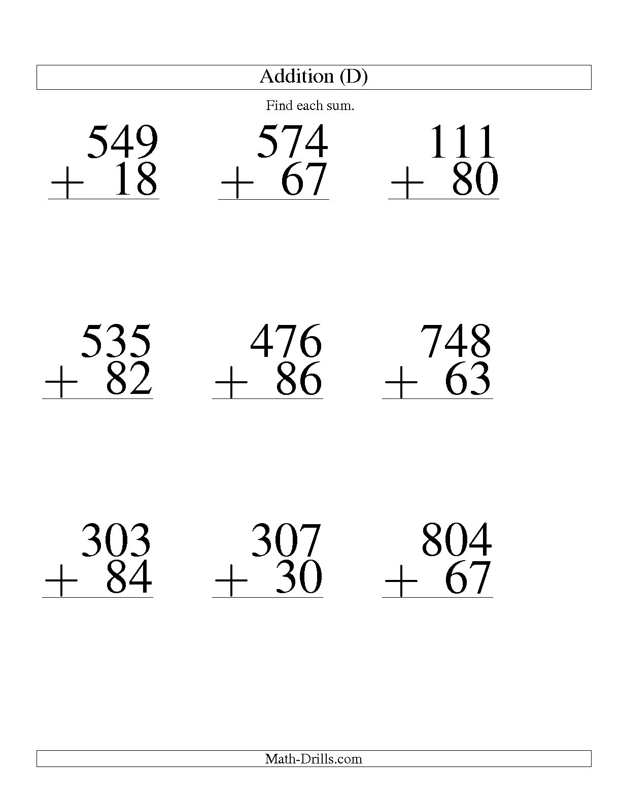 Big Addition Worksheets Printable Worksheets