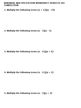 BINOMIAL MULTIPLICATION WORKSHEET 10 PACK By Technomustang TpT
