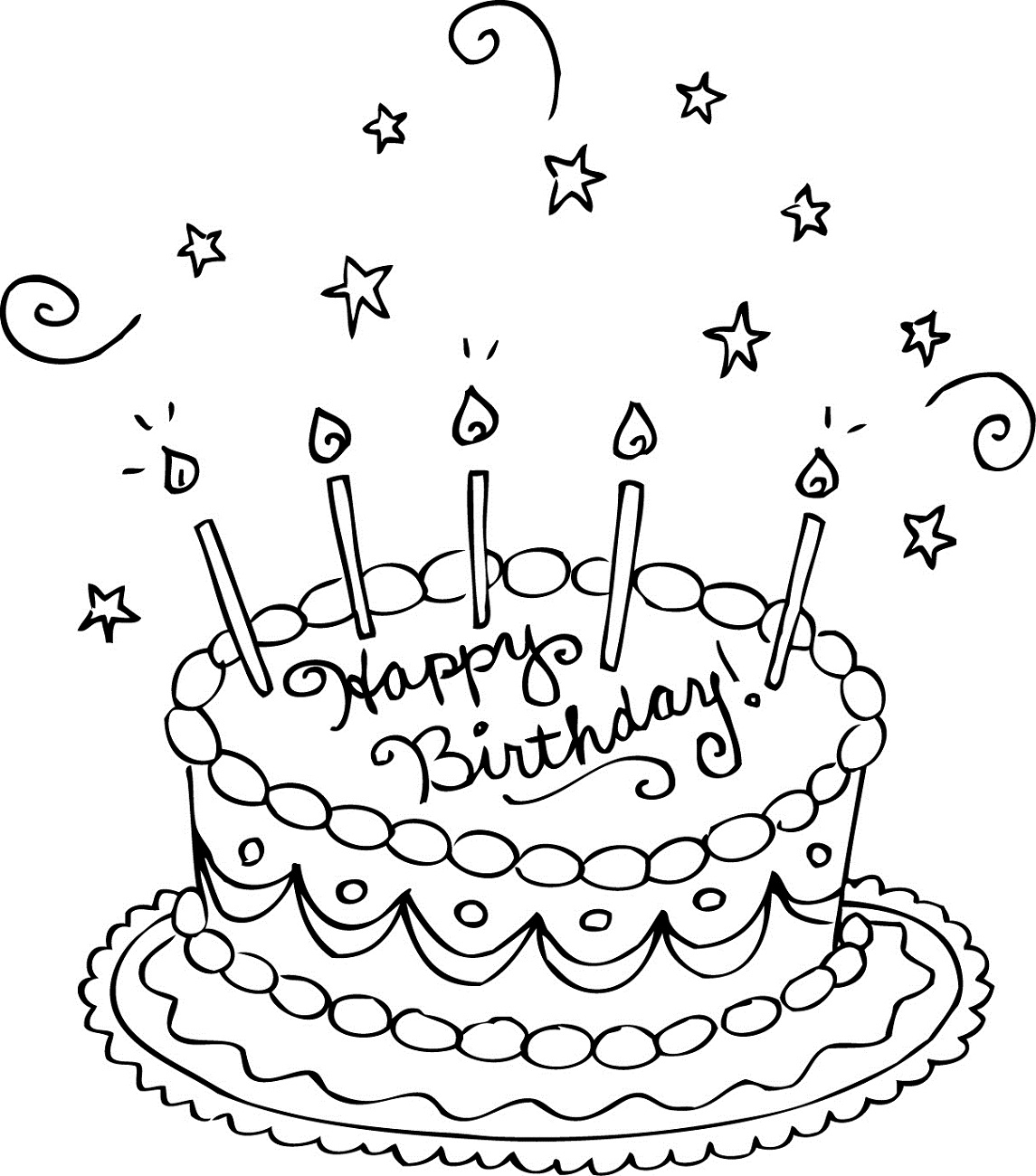 Birthday Cake Color Pages