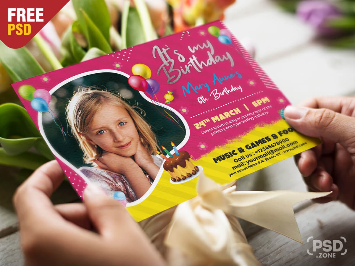 Birthday Invitation Card Psd Template Free Infoupdate