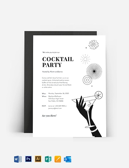 Black And White Birthday Party Invitation Template Download In Word 
